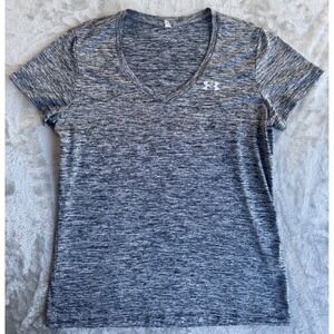 Under Armour V Neck Shirt Womens M Gray Athletic Gym Training Activewear